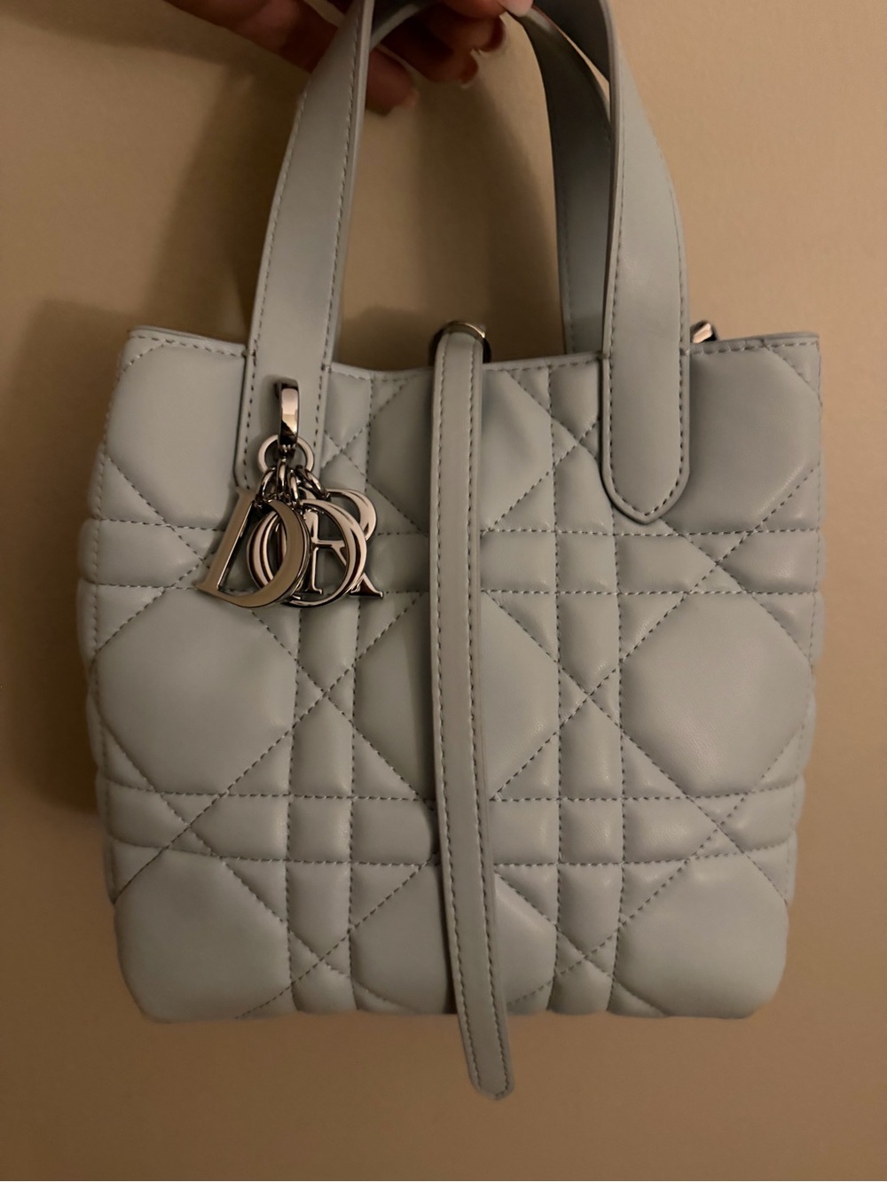 Pale Blue Cannage Quilted Leather bag